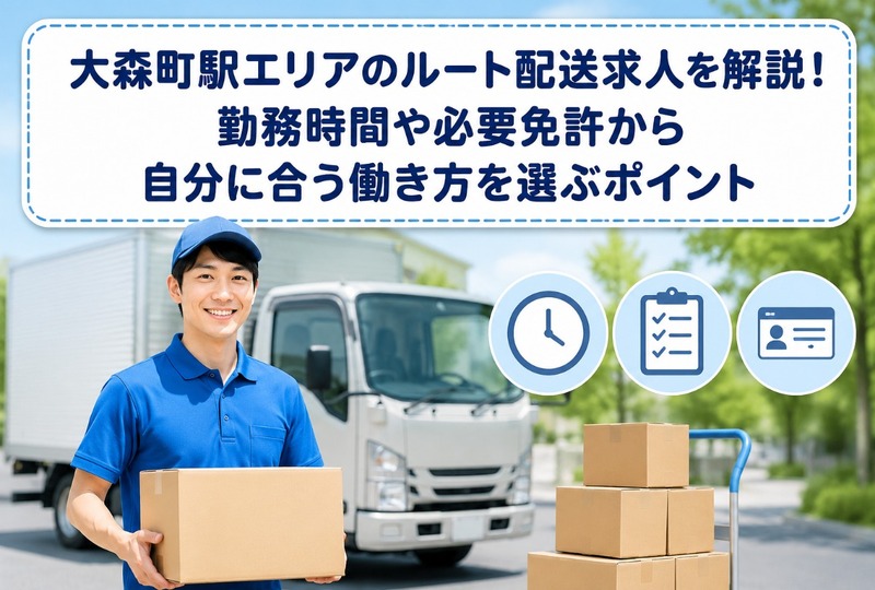 画像395：大森町駅エリアのルート配送求人を解説！勤務時間や必要免許から自分に合う働き方を選ぶポイント